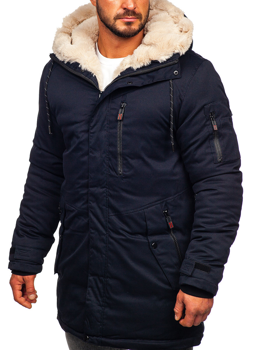 Men s Winter Parka Jacket Navy Blue Bolf 22M39 NAVY BLUE