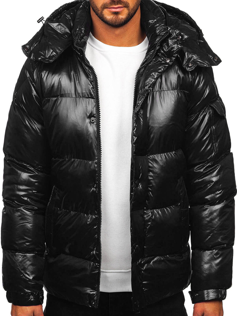 Mens black clearance shiny jacket