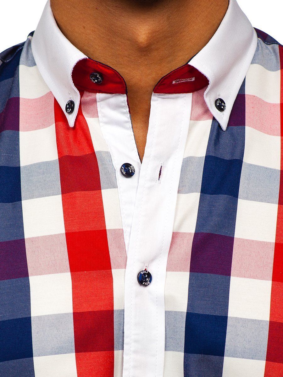 red and white checkered men's dress shirt