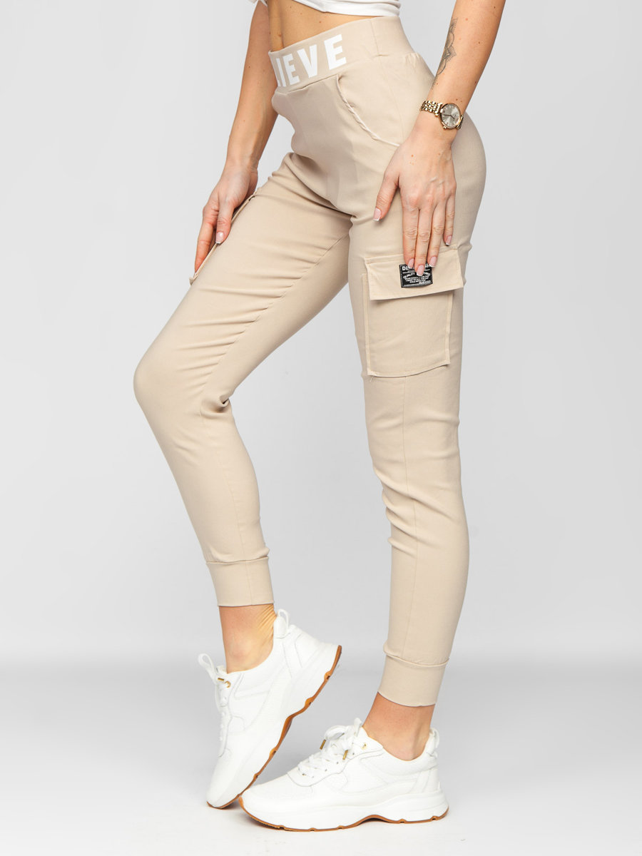 beige cargo joggers womens