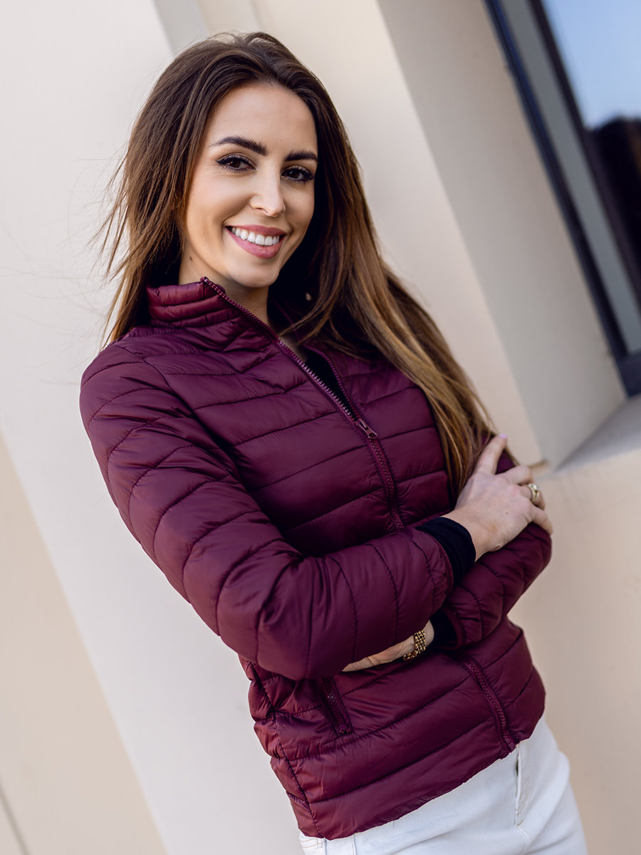 Burgundy quilted 2025 jacket womens