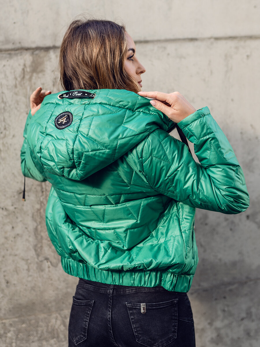 Green women's 2025 jacket with hood