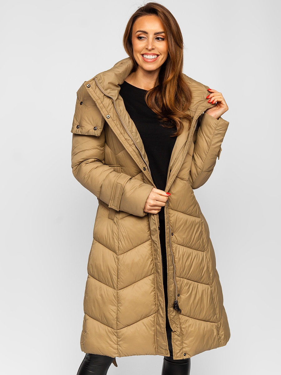 long beige winter coat