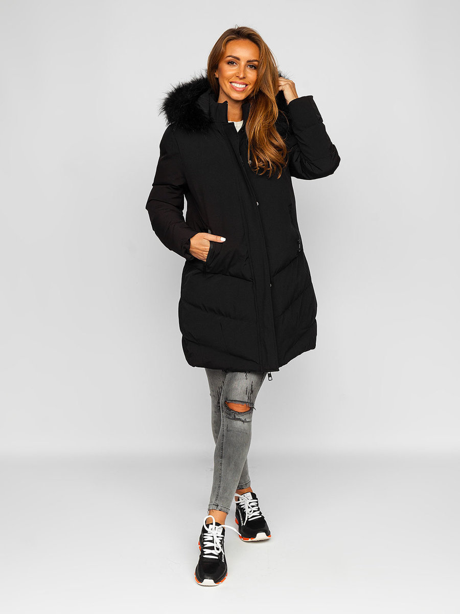 black longline winter coat