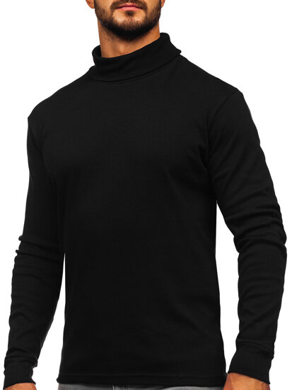 Men’s Basic Cotton Polo Neck Sweater Black Bolf 535