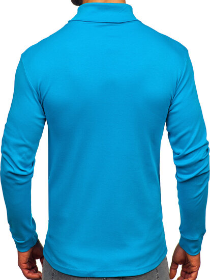 Men’s Basic Cotton Polo Neck Sweater Blue Bolf 535