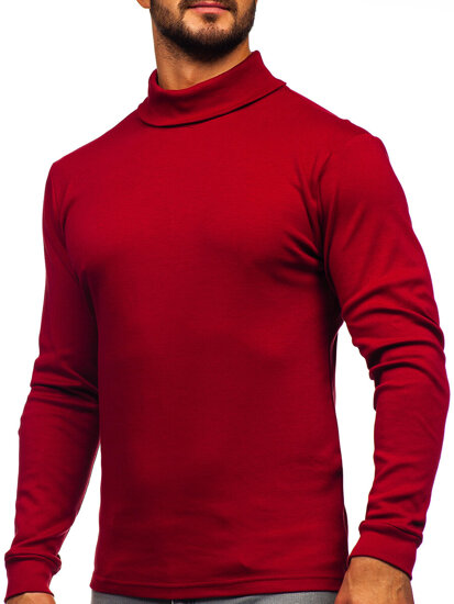 Men’s Basic Cotton Polo Neck Sweater Claret Bolf 535