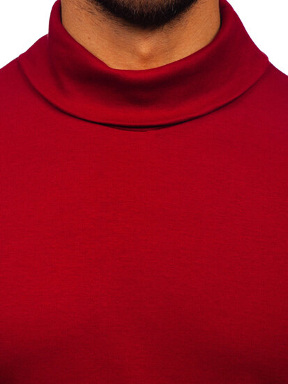 Men’s Basic Cotton Polo Neck Sweater Claret Bolf 535