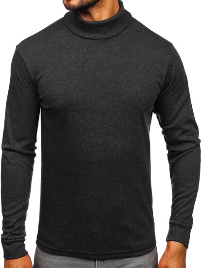 Men’s Basic Cotton Polo Neck Sweater Graphite Bolf 535