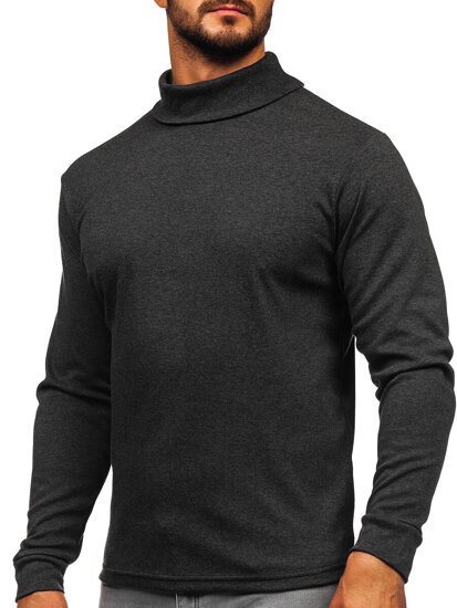 Men’s Basic Cotton Polo Neck Sweater Graphite Bolf 535