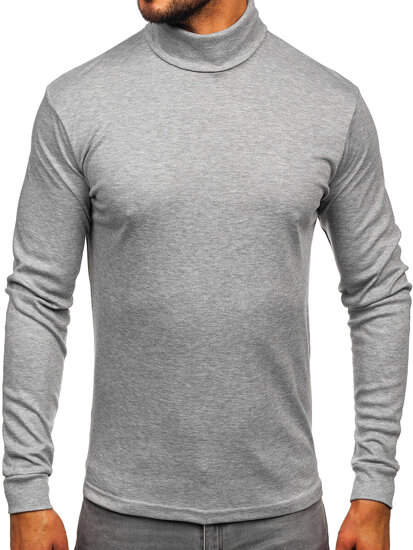 Men’s Basic Cotton Polo Neck Sweater Grey Bolf 535