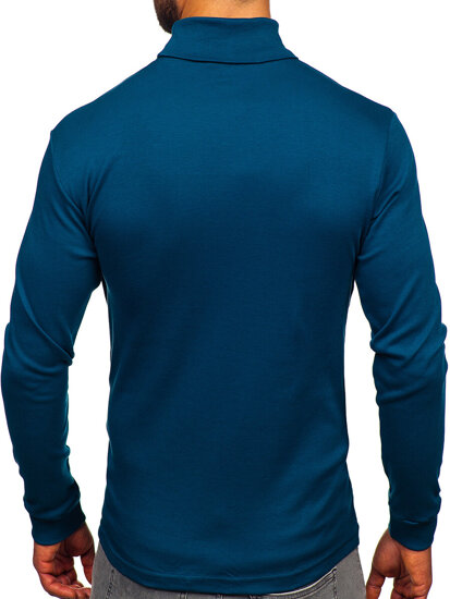 Men’s Basic Cotton Polo Neck Sweater Indigo Bolf 535