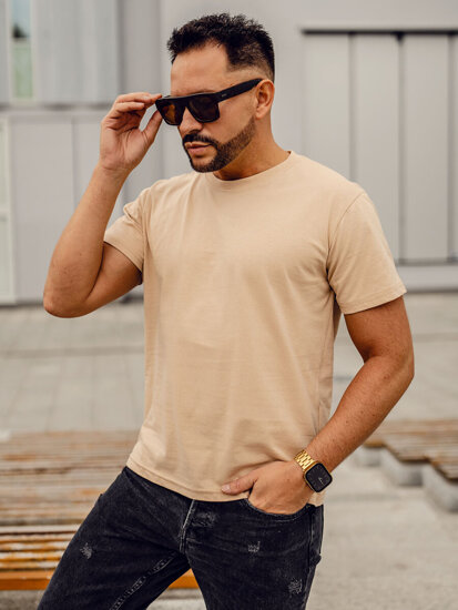 Men's Basic Cotton T-shirt Beige Bolf 192397A