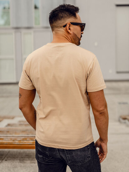 Men's Basic Cotton T-shirt Beige Bolf 192397A