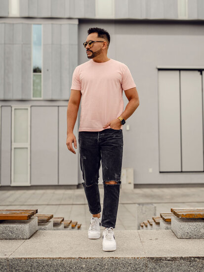 Men's Basic Cotton T-shirt Light Pink Bolf 192397A