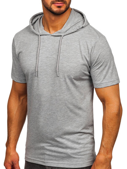 Men's Basic Cotton T-shirt with hood Grey Bolf 14513