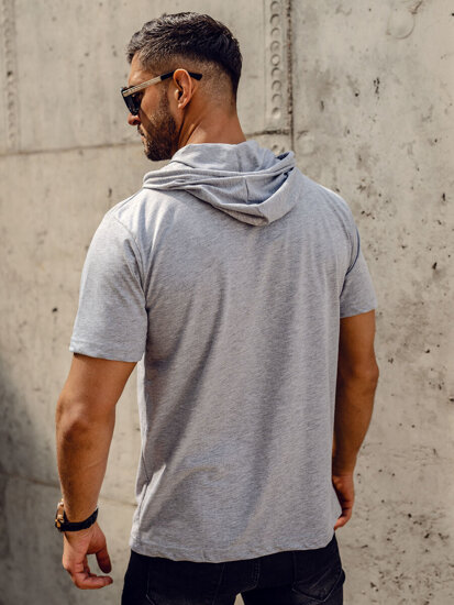 Men's Basic Cotton T-shirt with hood Grey Bolf 14513A