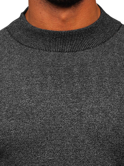 Men's Basic Half Polo Neck Sweater Anthracite Bolf S8561