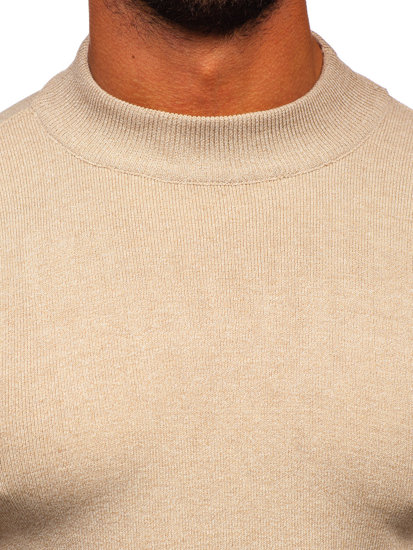 Men's Basic Half Polo Neck Sweater Beige Bolf S8561