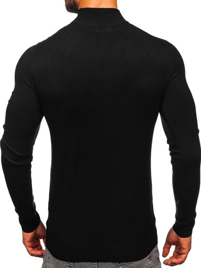 Men's Basic Half Polo Neck Sweater Black Bolf W1-1725