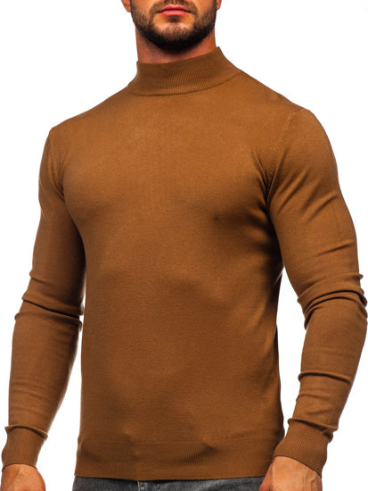 Men's Basic Half Polo Neck Sweater Brown Bolf W1-1725