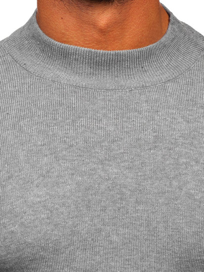 Men's Basic Half Polo Neck Sweater Grey Bolf S8563