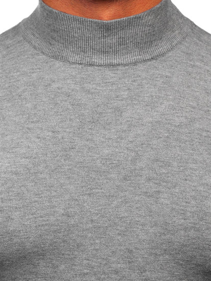 Men's Basic Half Polo Neck Sweater Grey Bolf W1-1725