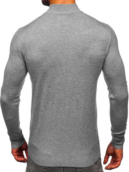 Men's Basic Half Polo Neck Sweater Grey Bolf W1-1725