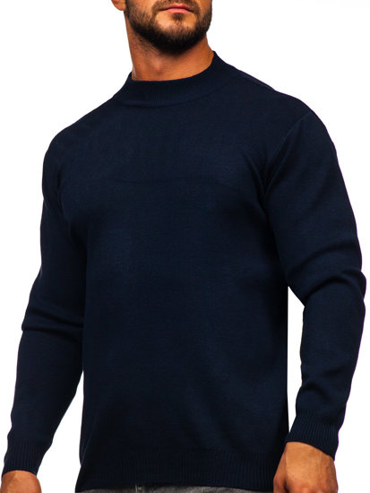 Men's Basic Half Polo Neck Sweater Navy Blue Bolf S8563