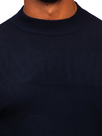 Men's Basic Half Polo Neck Sweater Navy Blue Bolf S8563