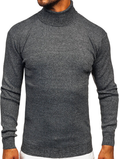 Men's Basic Polo Neck Sweater Anthracite Bolf S8730