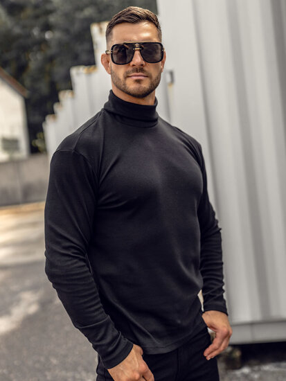 Men's Basic Polo Neck Sweater Black Bolf 145347