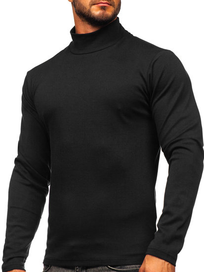 Men's Basic Polo Neck Sweater Black Bolf 145348