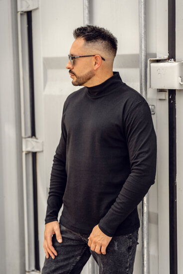 Men's Basic Polo Neck Sweater Black Bolf 145348