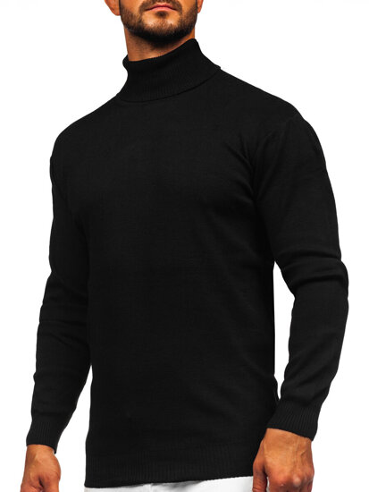 Men's Basic Polo Neck Sweater Black Bolf S8517