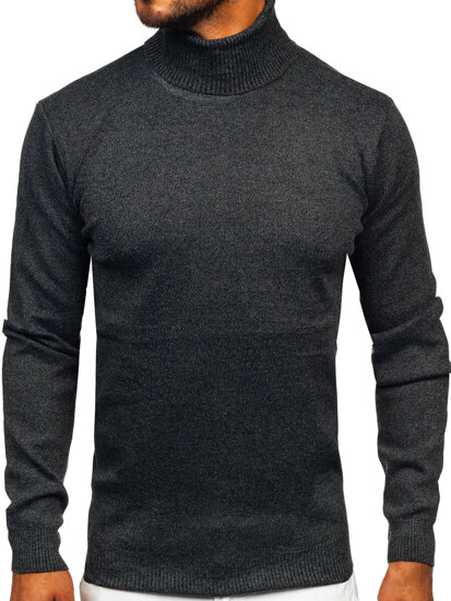 Men's Basic Polo Neck Sweater Black Bolf S8730