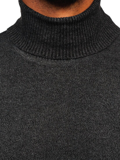 Men's Basic Polo Neck Sweater Black Bolf S8730