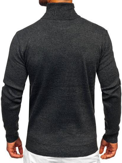 Men's Basic Polo Neck Sweater Black Bolf S8730