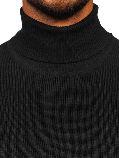 Men's Basic Polo Neck Sweater Black Bolf S8751