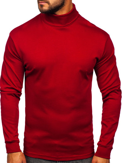 Men's Basic Polo Neck Sweater Claret Bolf 145347-1