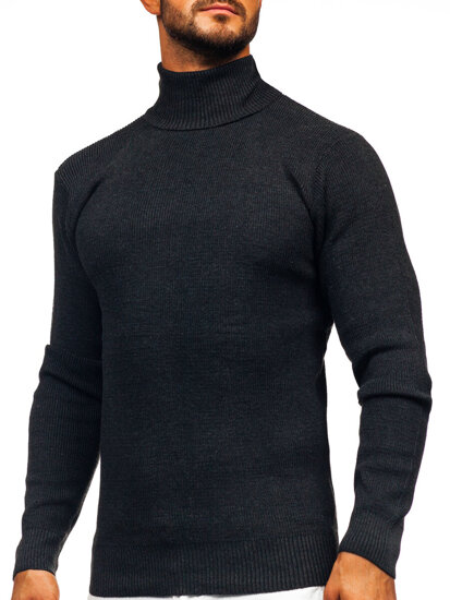 Men's Basic Polo Neck Sweater Graphite Bolf S8751