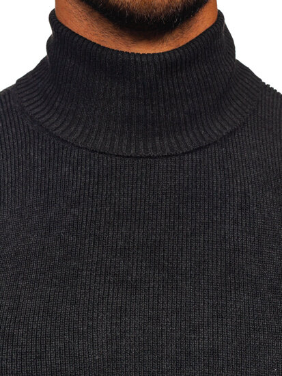 Men's Basic Polo Neck Sweater Graphite Bolf S8751