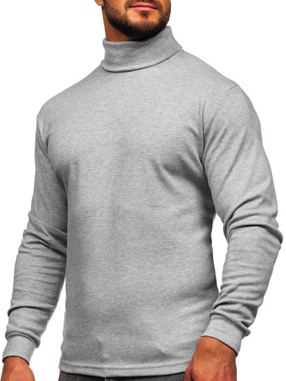 Men's Basic Polo Neck Sweater Grey Bolf 145347-1