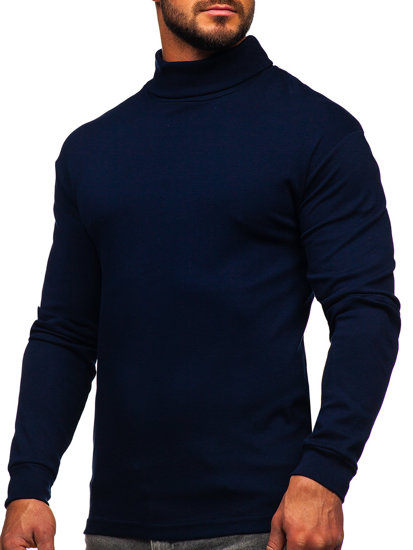 Men's Basic Polo Neck Sweater Navy Blue Bolf 145347-1