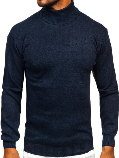 Men's Basic Polo Neck Sweater Navy Blue Bolf S8515