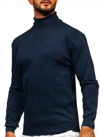 Men's Basic Polo Neck Sweater Navy Blue Bolf S8515