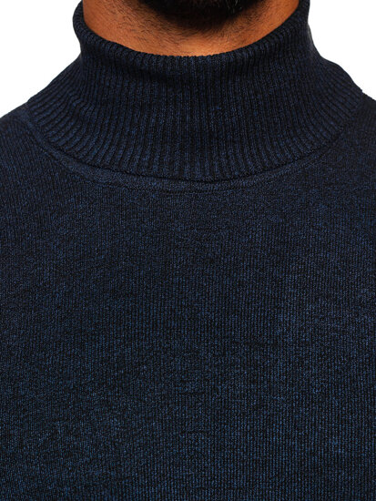 Men's Basic Polo Neck Sweater Navy Blue Bolf S8515