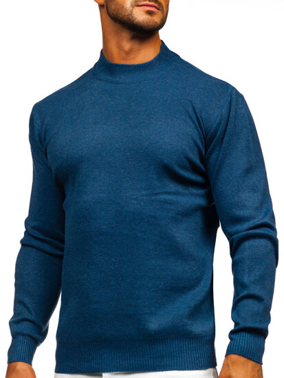 Men's Basic Polo Neck Sweater Navy Blue Bolf S8519