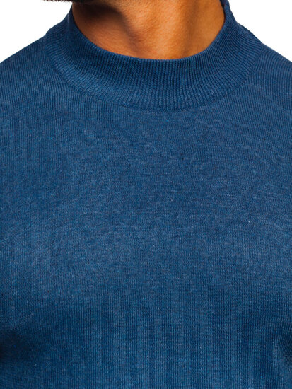 Men's Basic Polo Neck Sweater Navy Blue Bolf S8519