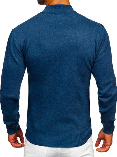 Men's Basic Polo Neck Sweater Navy Blue Bolf S8519